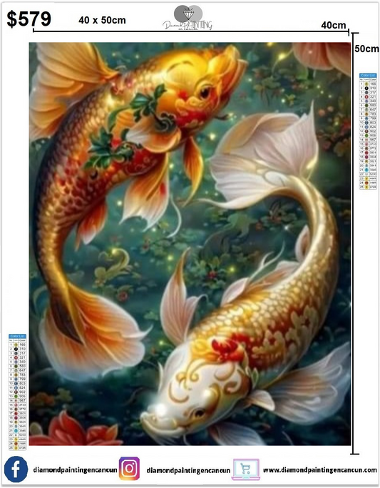 Pez Koi 40 x 50 contiene DIAMANTES AB Y POLVO DE HADA