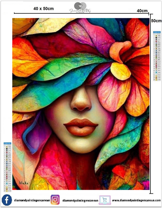 Chica Hojas 40 x 50 contiene Diamantes AB y Polvo de hada