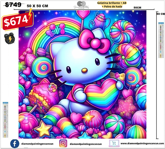 Kitty 50 x 50 contiene Diamante gelatina brillante en la oscuridad, ab y polvo de hada