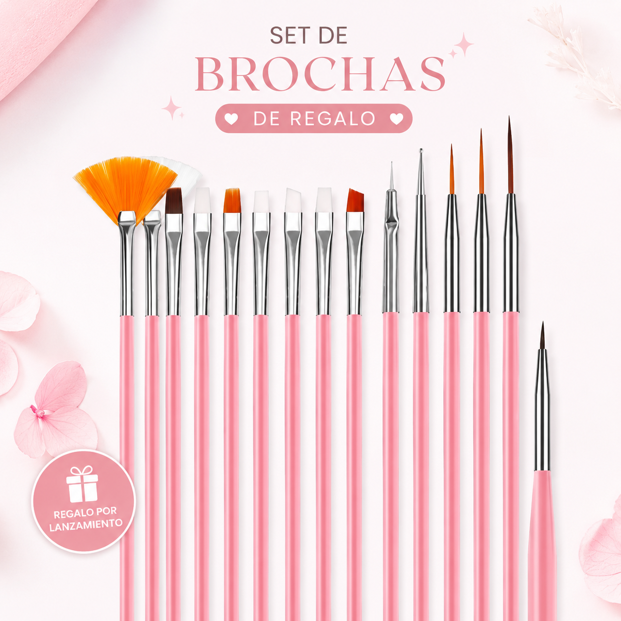 Set de brochas rosas de regalo para lanzamiento de Pinta por Número