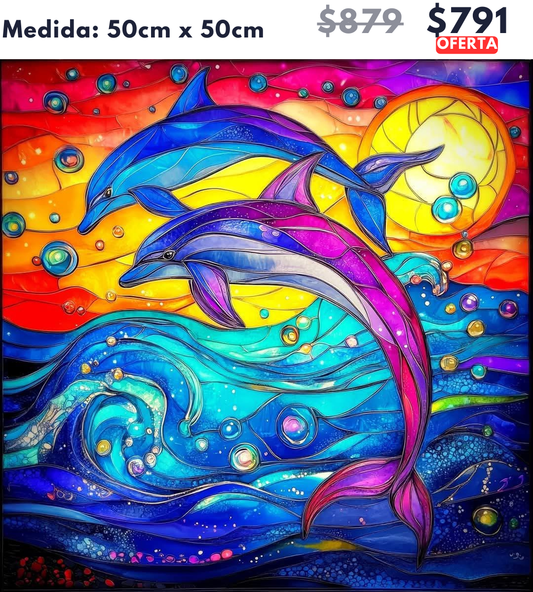 Delfines | 50 x 50cm 🔒Aparta con $100 | Falta por pagar $691