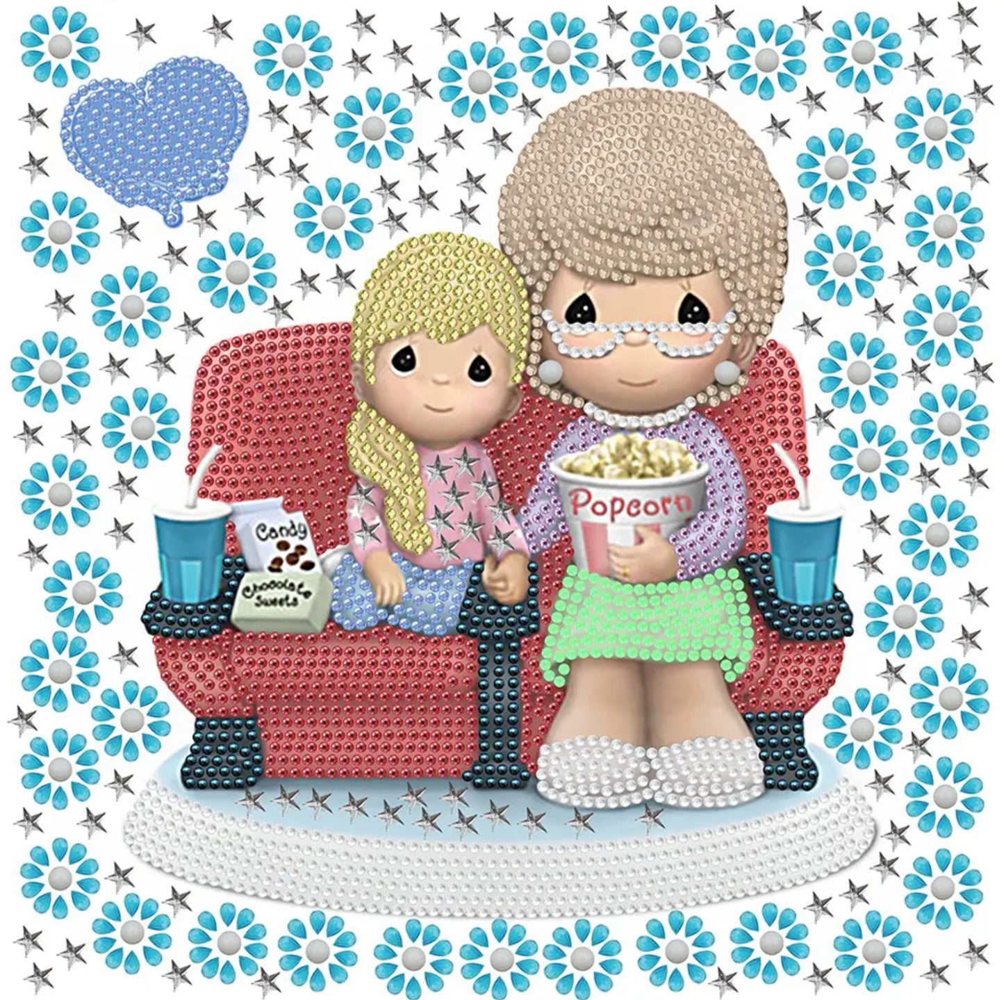 Lienzo parcial 30 x 30cm Precious moments amor de abuela