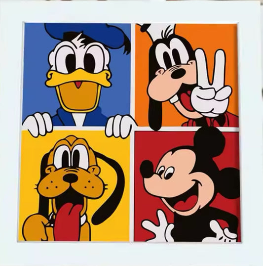 Mickey y amigos 20 x 20 con marco tipo portaretrato