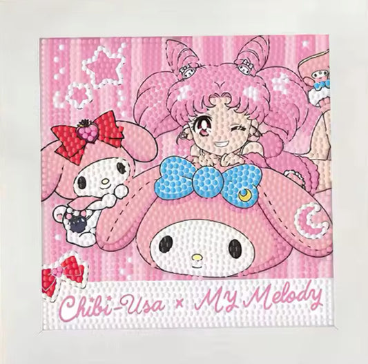 chibi usa y my melody 15 x 15 con marco tipo portaretrato