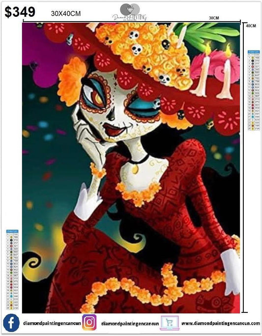 Catrina 30 x 40cm contiene DIAMANTES AB Y POLVO DE HADA