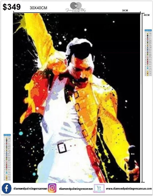 Freddie Mercury 30 x 40cm contiene Diamantes AB