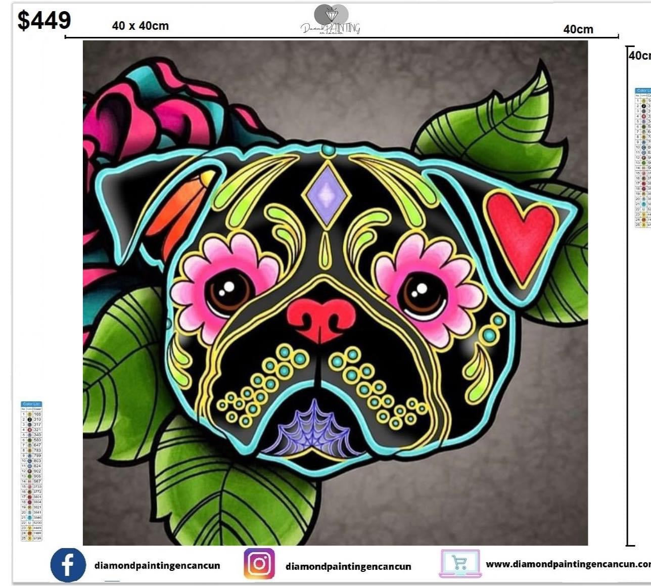 Pug Catrina 40 x 40cm contiene Diamantes AB