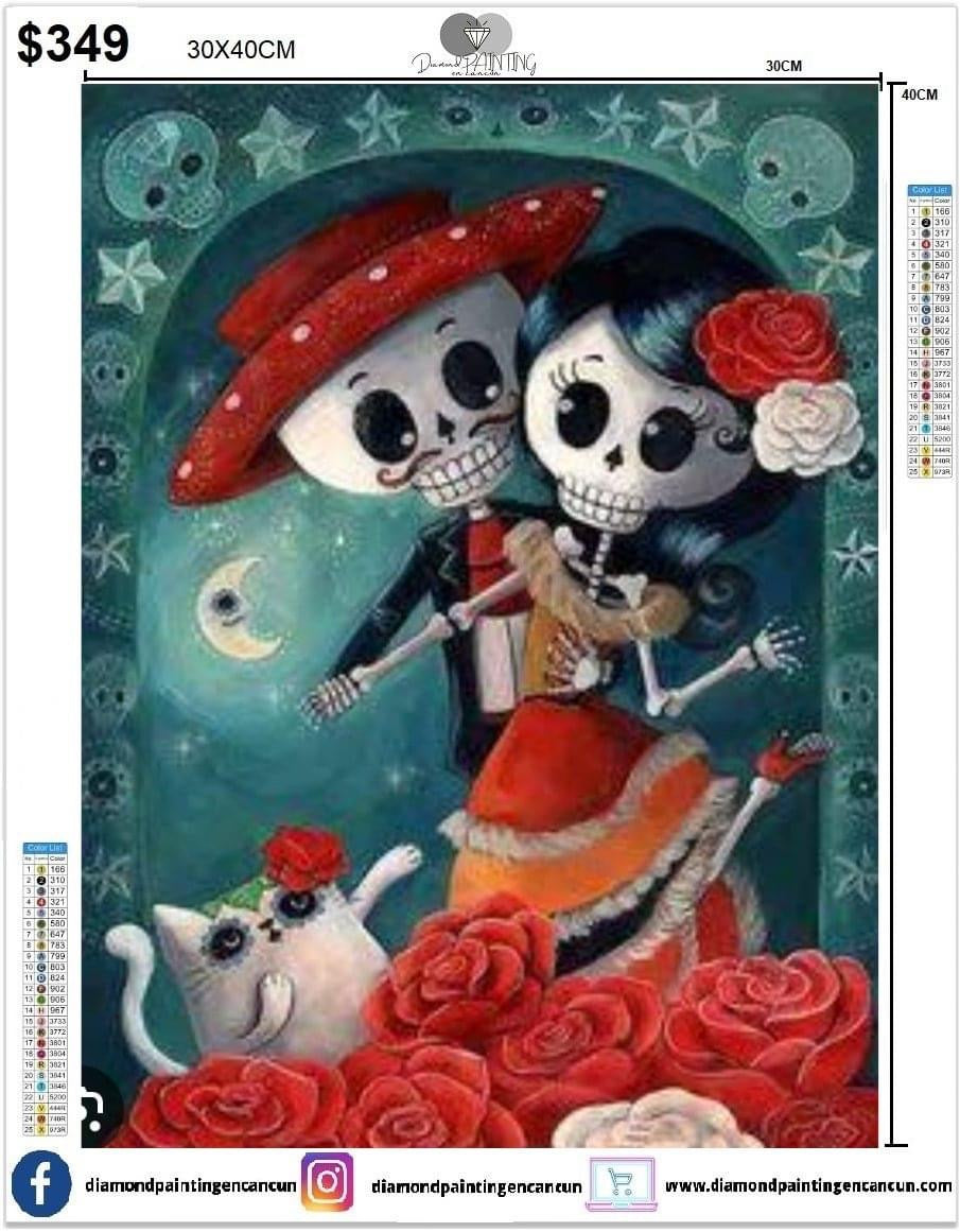 Día de muertos 30 x 40cm contiene Diamantes AB