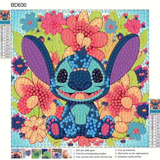 Lienzo Stitch 15 x 15cm con marco de madera