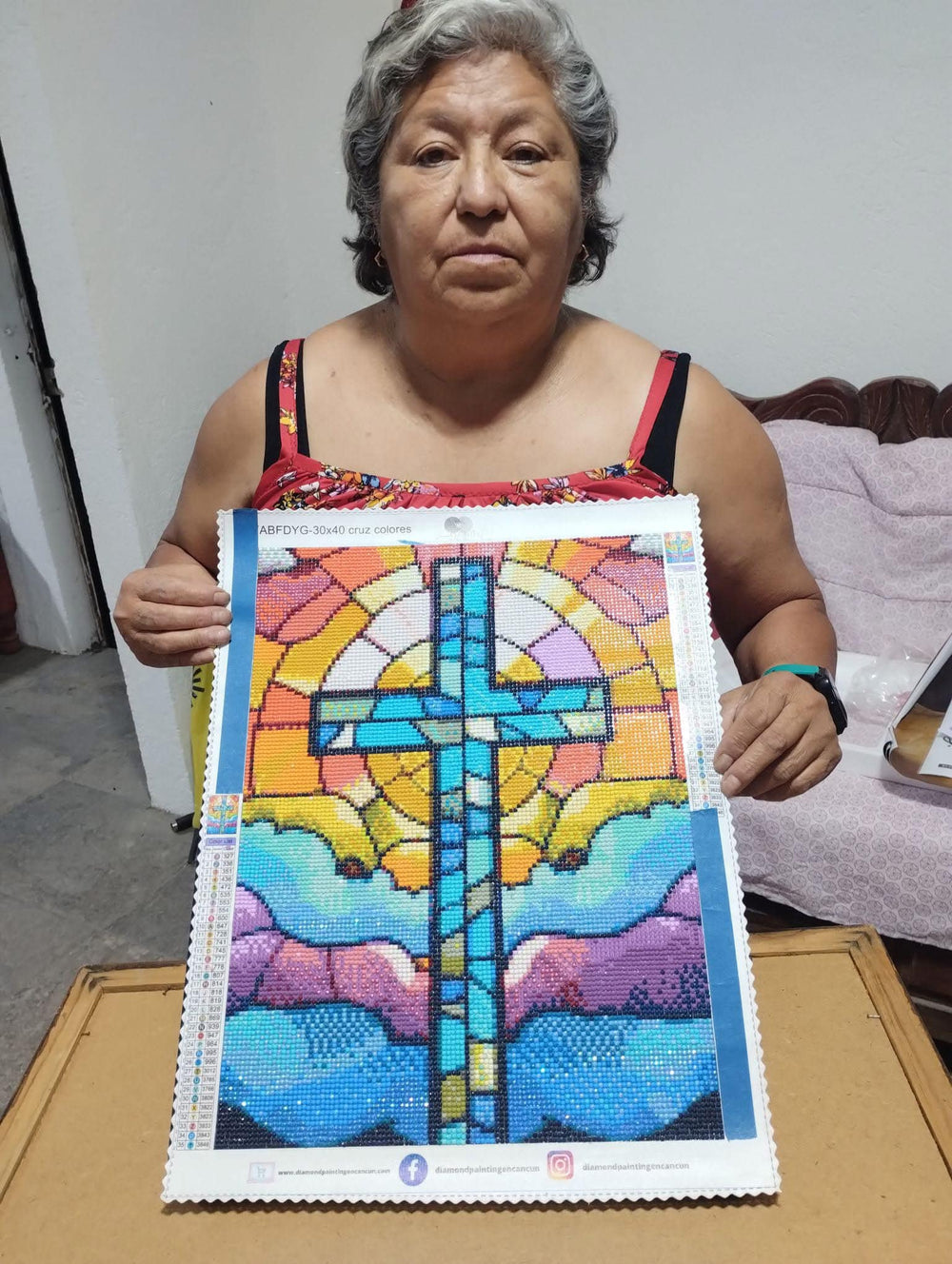 Trabajo terminado de una clienta de Diamond Painting en Cancún