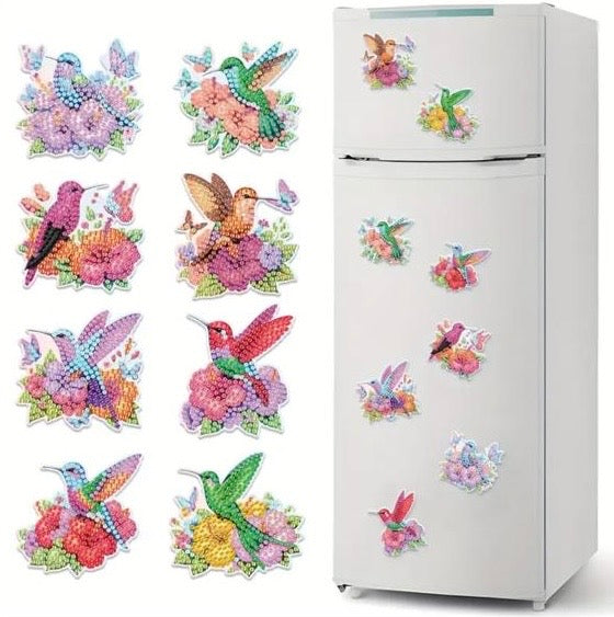 Imanes para refrigerados de colibríes 8 piezas