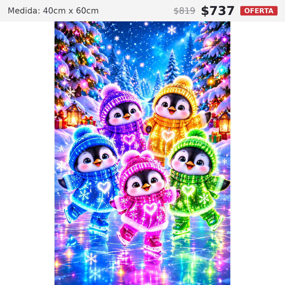pinguinos neon 40 x 60 preventa navideña