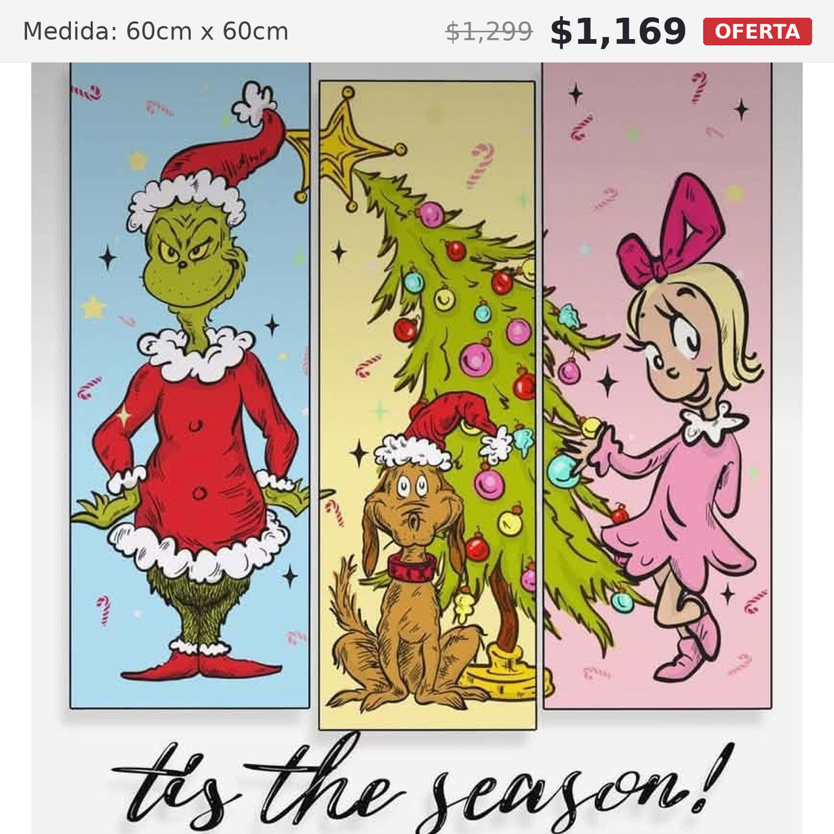 grinch 60 x 60 preventa navideña