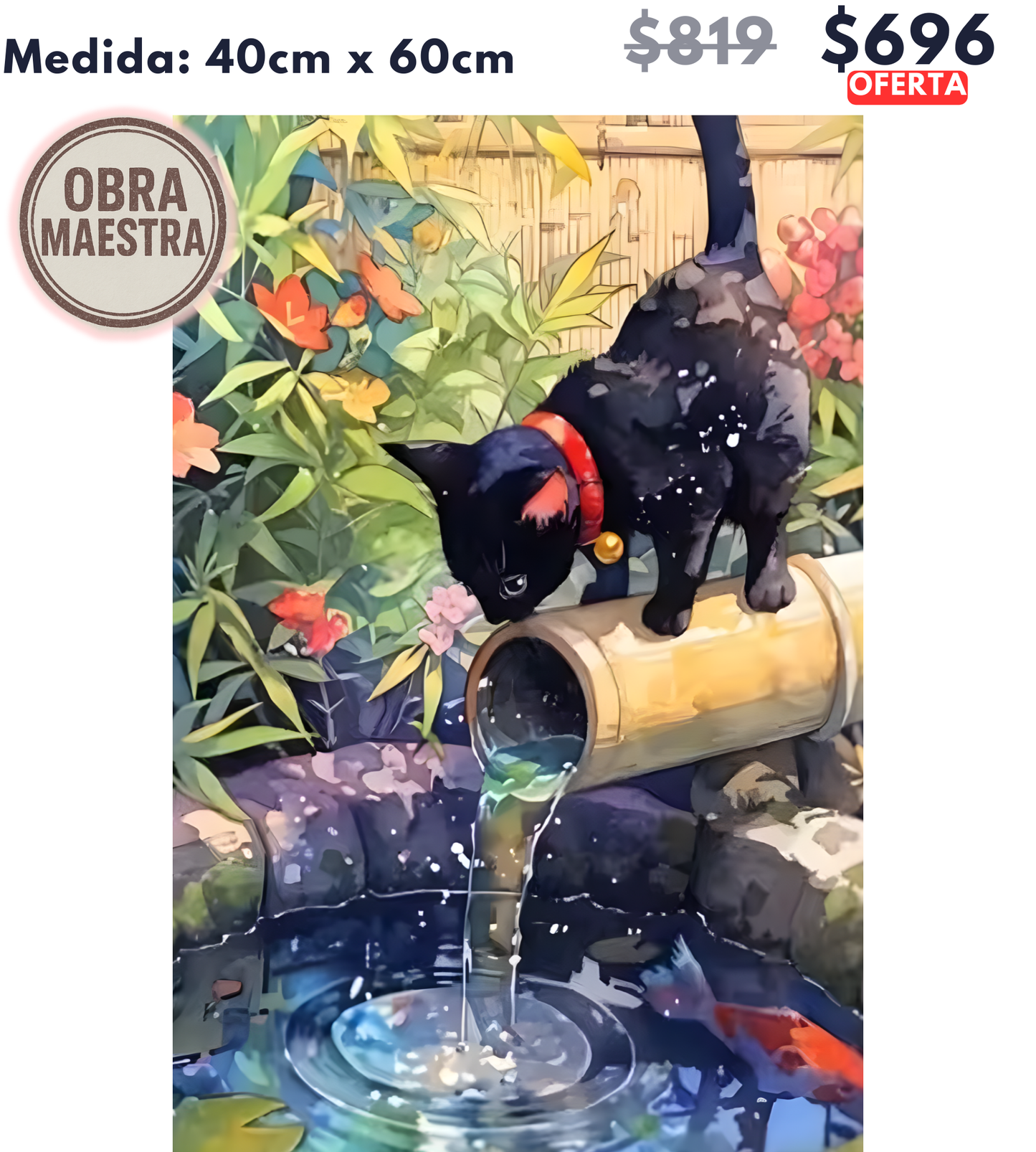 Gatito negro 40 x 60 OBRA MAESTRA | Aparta con $100 / Resta $596