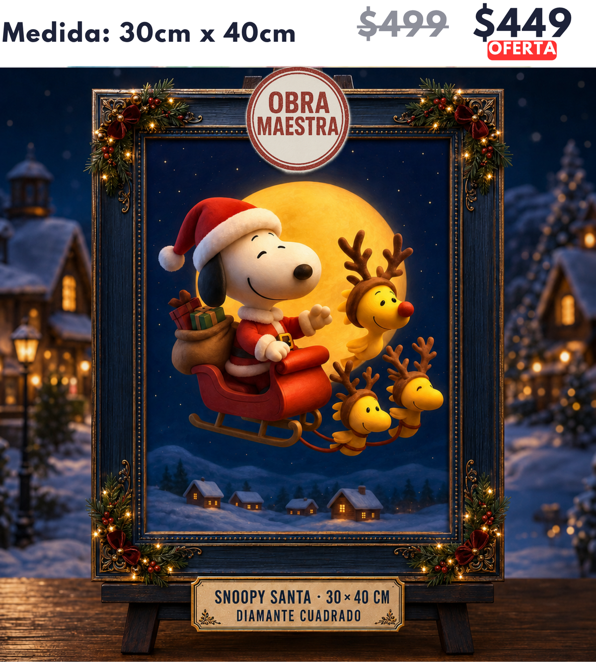 snoopy santa trineo 30 x 40 | Aparta con $100 / Resta $349