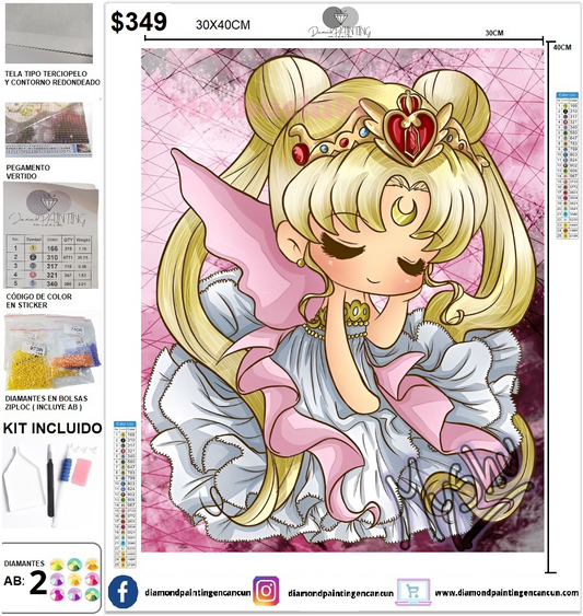 Sailor Moon 30 x 40 incluye DIAMANTES AB y Polvo de hada