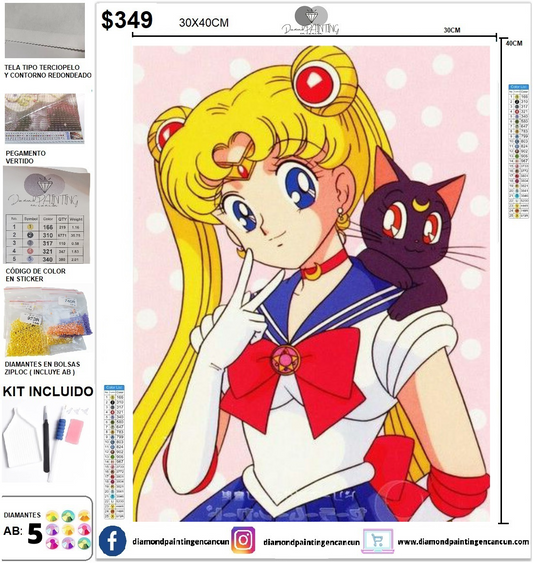 Sailor Moon 30 x 40 (2 Diamantes AB)