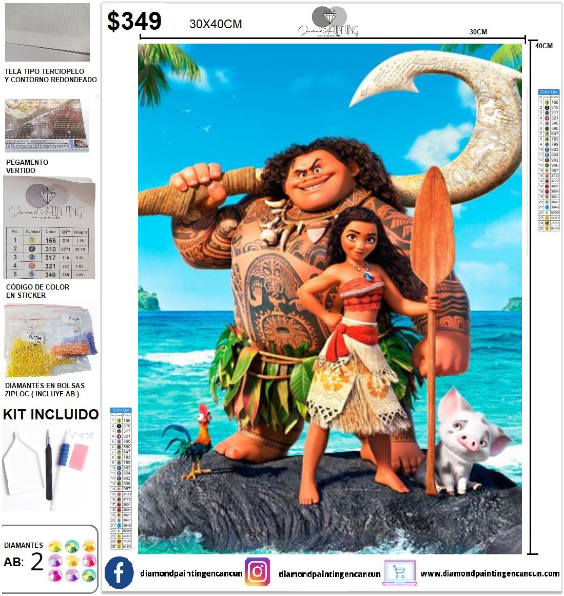 Moana 30 x 40 incluye DIAMANTES AB