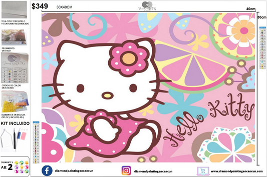 Hello Kitty 30 x 40 incluye DIAMANTES AB