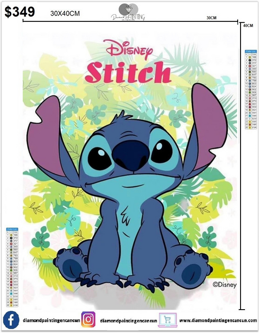 Stitch hojas 30 x 40 incluye Diamantes AB