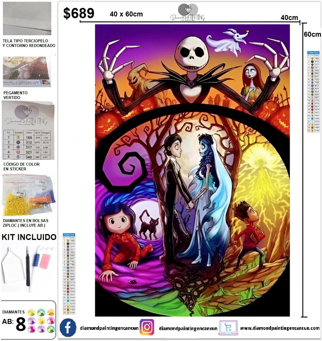 Tim Burton 40 x 60 incluye DIAMANTES AB