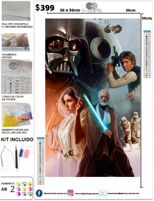 Star Wars 30 x 50 incluye DIAMANTES AB