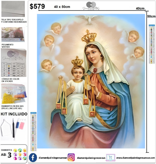 Virgen del Rosario 40 x 50 incluye DIAMANTES AB