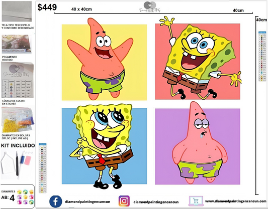 Bob esponja 40 x 40 incluye DIAMANTES AB