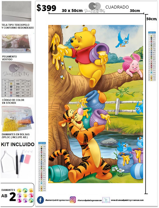 Winnie Pooh y Tigger 30 X 50 incluye DIAMANTES AB