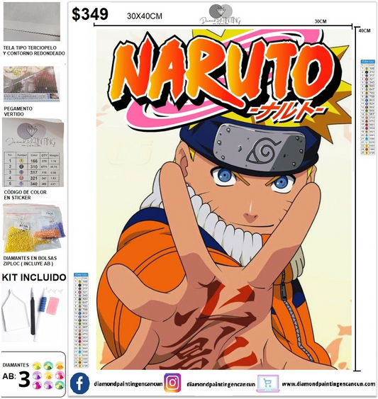 Naruto 30 x 40 incluye DIAMANTES AB