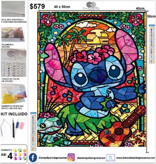 Stitch Vitral 40 x 50 (4 Diamantes AB)