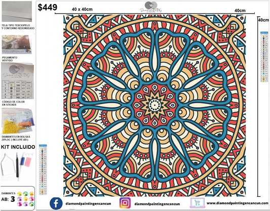 Mandala 40 x 40 incluye DIAMANTES AB