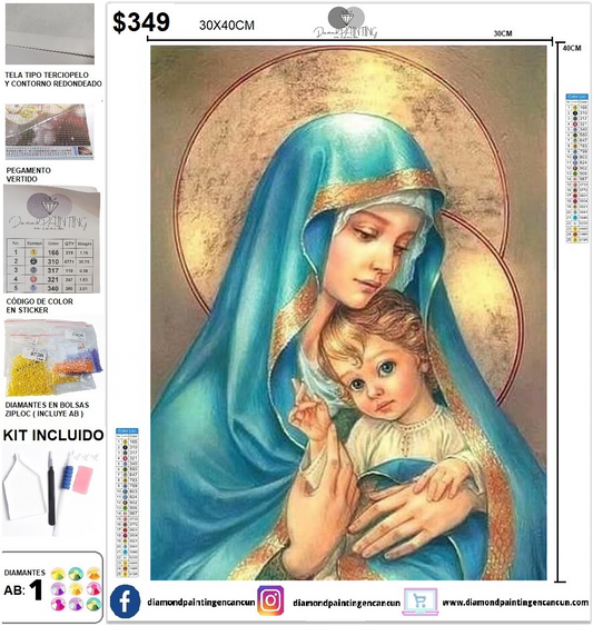 Virgen 30 x 40 incluye DIAMANTES AB