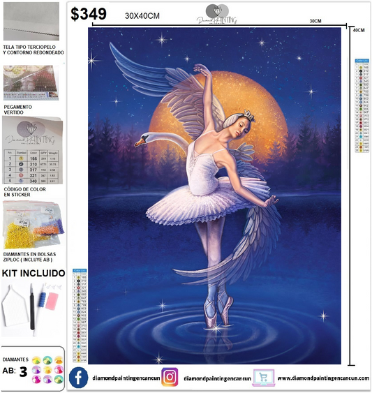 Cisne 30 x 40 incluye DIAMANTES AB