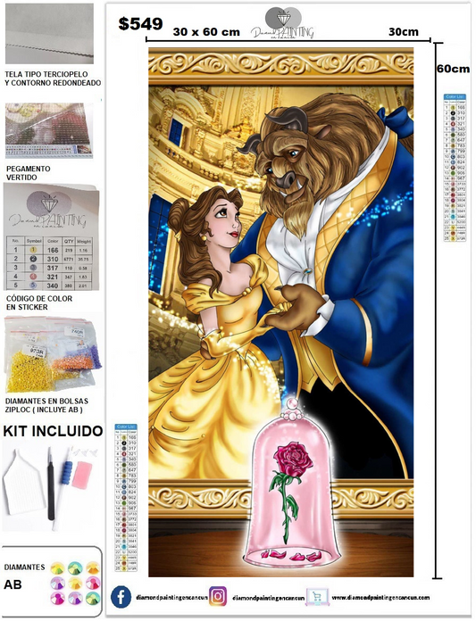 Princesa y bestia 30 x 60 (3 Diamantes AB)