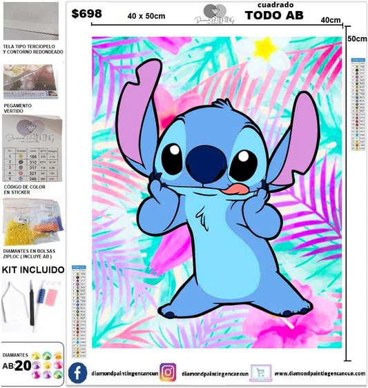 Stitch 40 x 50 TODO DIAMANTE AB (20 COLORES AB)