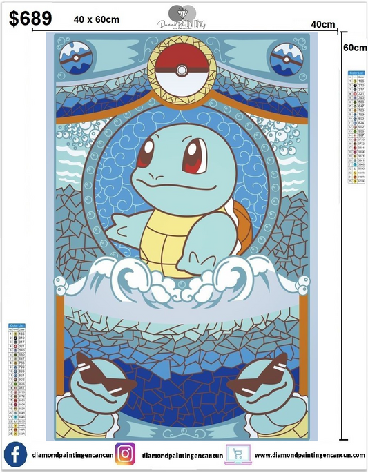 Squirtle Pokemon 40 x 60cm Incluye Diamantes AB