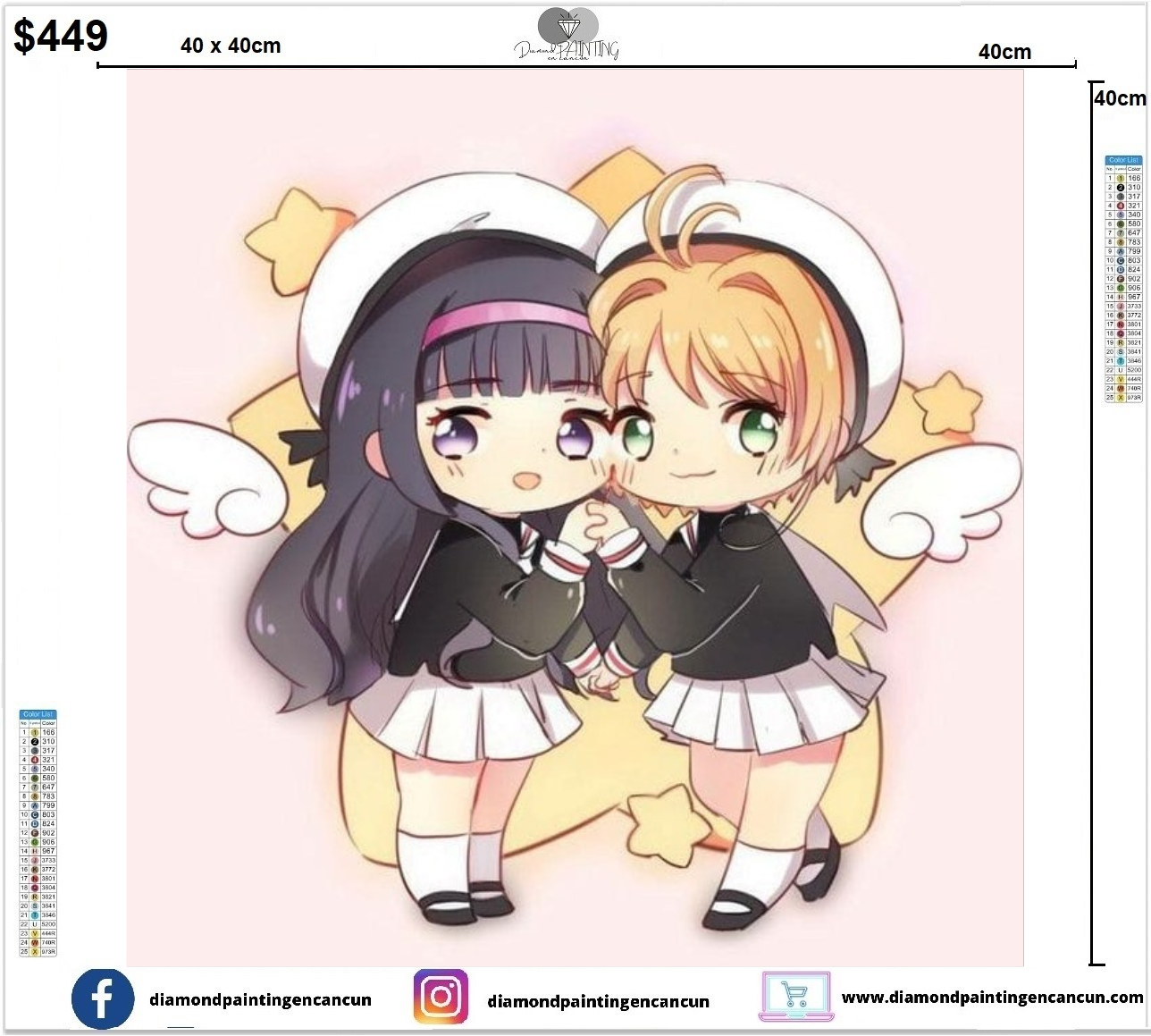 Sakura y Tomoyo 40 x 40cm Incluye Diamantes AB