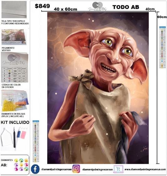 Dobby elfo 40 x 60 todos sus DIAMANTES EN AB