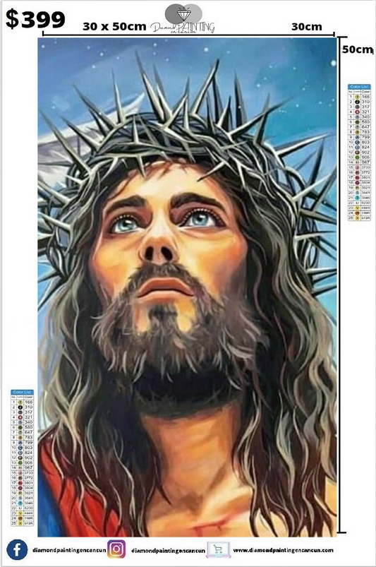 Rostro de Jesús 30 x 50 incluye Diamantes AB