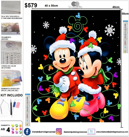 Ratones navideño 40 x 50 (4 Diamantes AB)