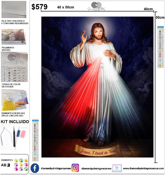 Señor de la misericordia 40 x 50 incluye DIAMANTES AB