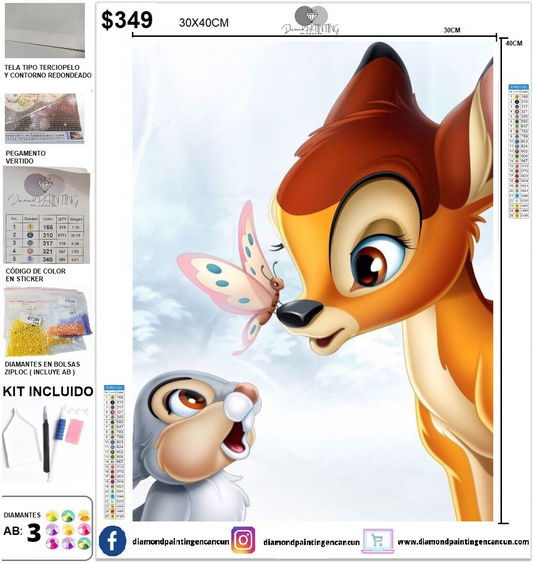 Bambi 30 x 40 incluye DIAMANTES AB Y POLVO DE HADA