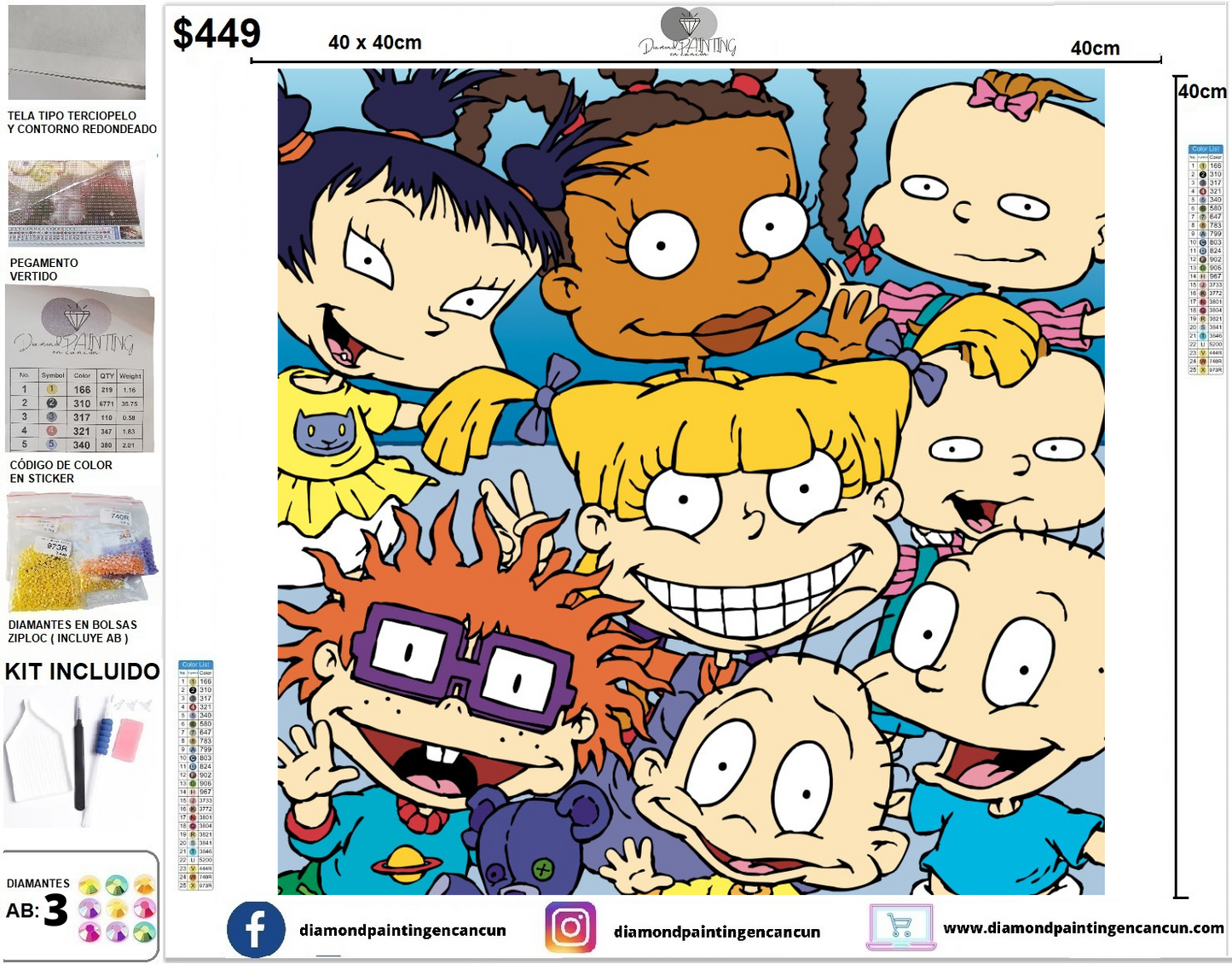 Rugrats 40 x 40 incluye DIAMANTES AB