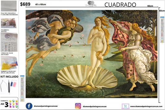 El nacimiento de Venus 40 x 60 incluye DIAMANTES AB