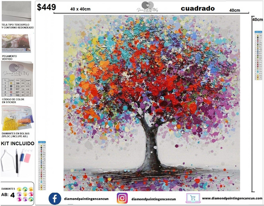 Árbol de la vida 40 x 40 incluye DIAMANTES AB