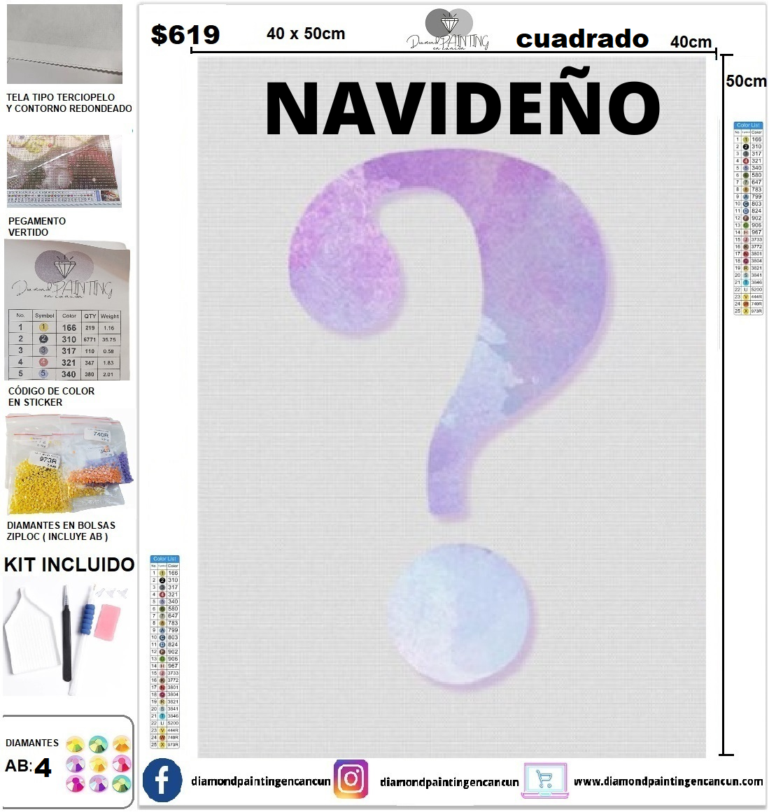 Misterioso Navideño 40 x 50 incluye DIAMANTES AB