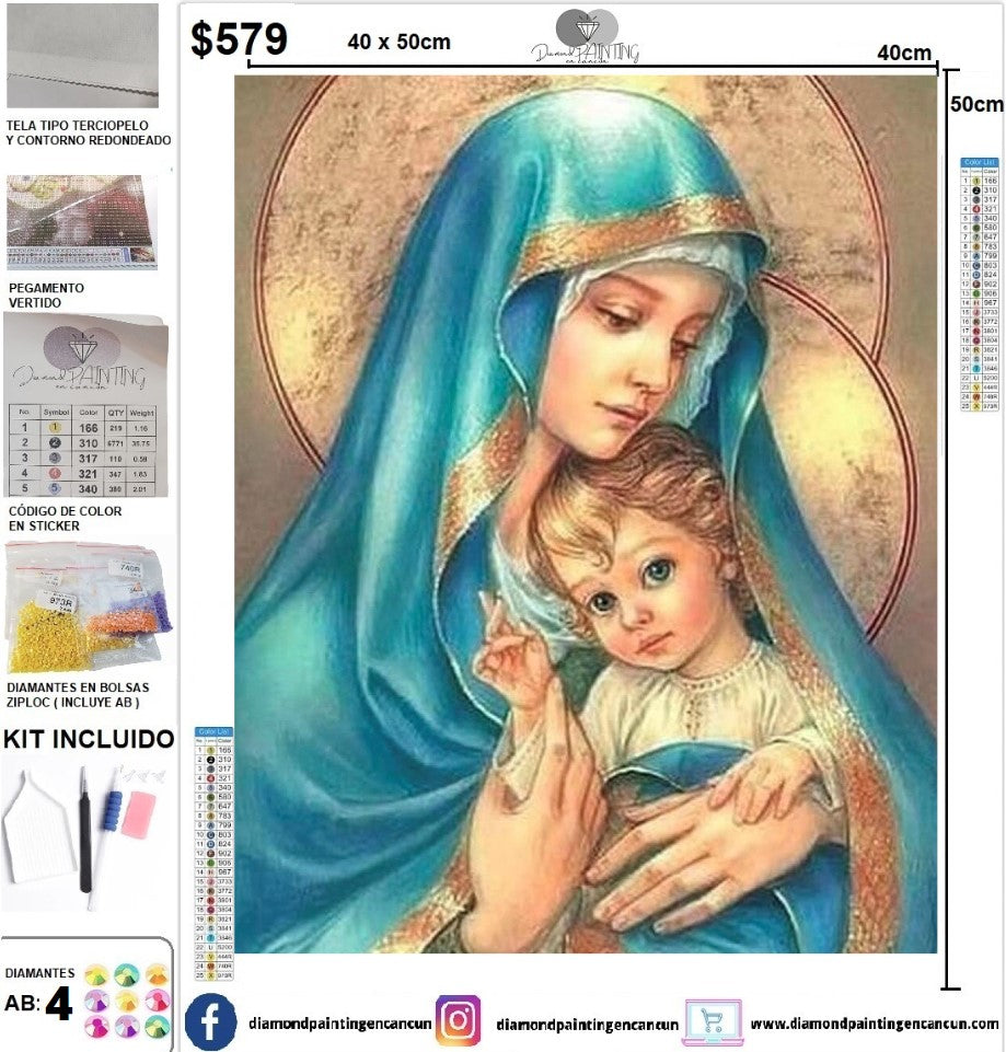 Virgen 40 x 50 incluye DIAMANTES AB