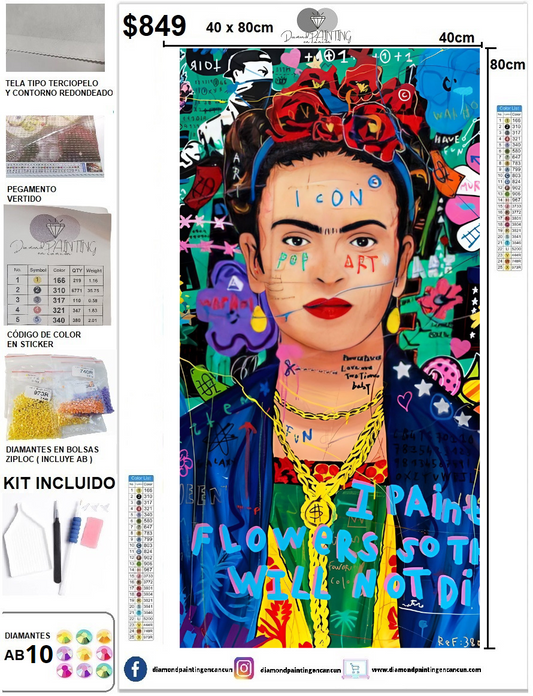 Frida Kahlo 40 x 80 Diamantes AB