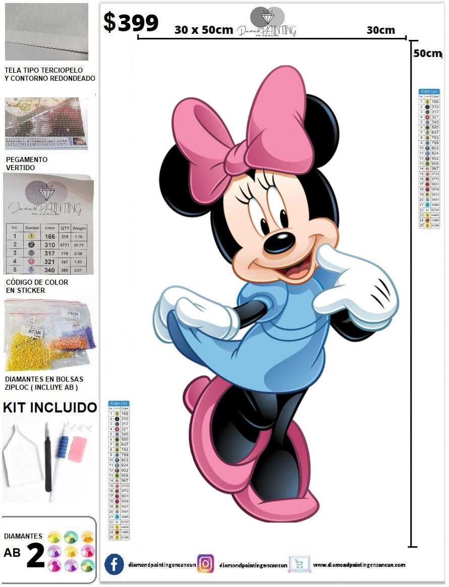 Ratona Mouse 30 x 50 incluye DIAMANTES AB